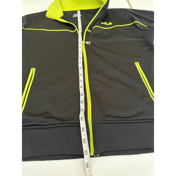 Women M Fila black jacket neon green yellow edge zipper workout - Picture 9 of 13